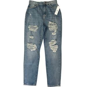BDG Urban Outfitters Mom Jeans 28 High Rise Distressed Ripped Light Wash NWT